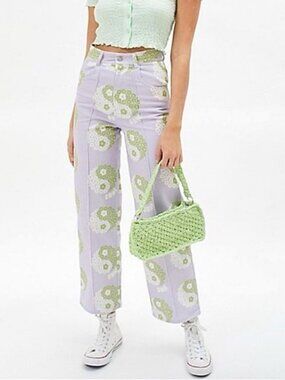 LISA SAYS GAH Floral Ying Yang Print RARE High Rise Denim W25